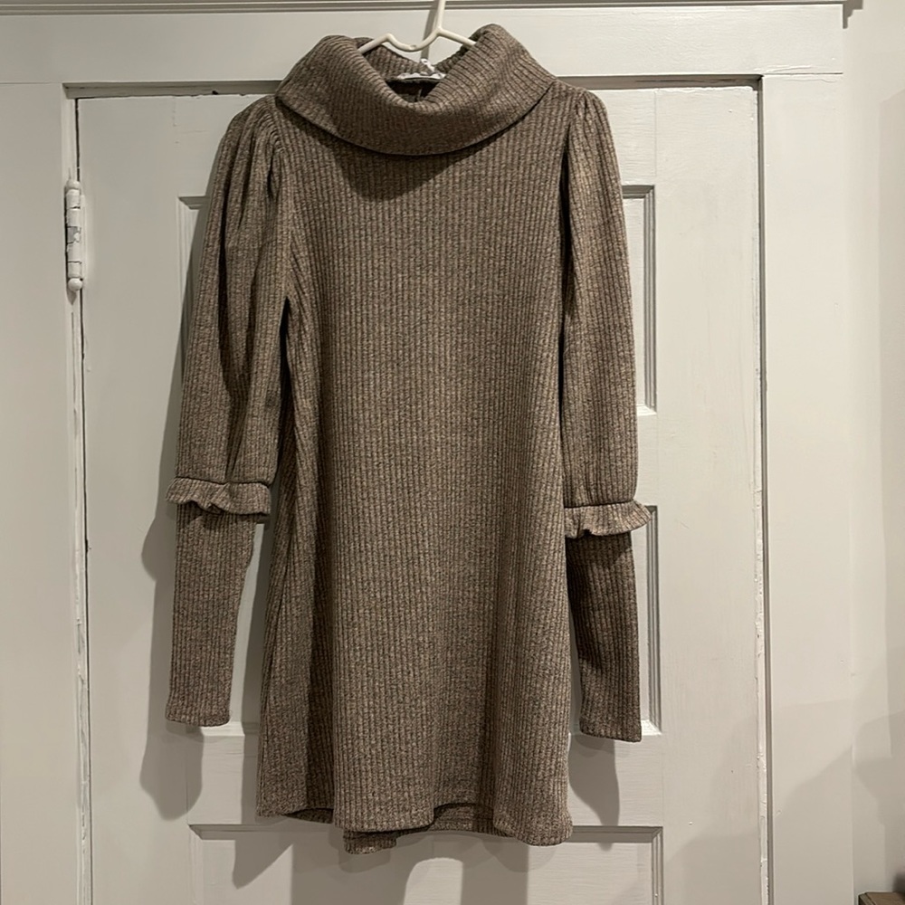 BCBG Beige Sweater Dress. Great with Tall Boots in Fall and Winter!